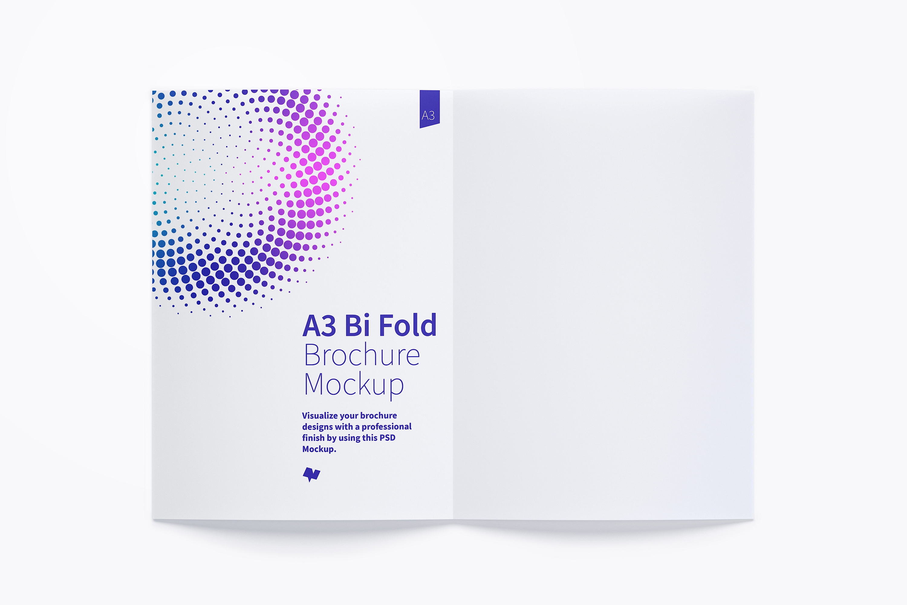 A3大小对折页传单设计展开效果图样机02 A3 Bi Fold Brochure Mockup 02插图(1)