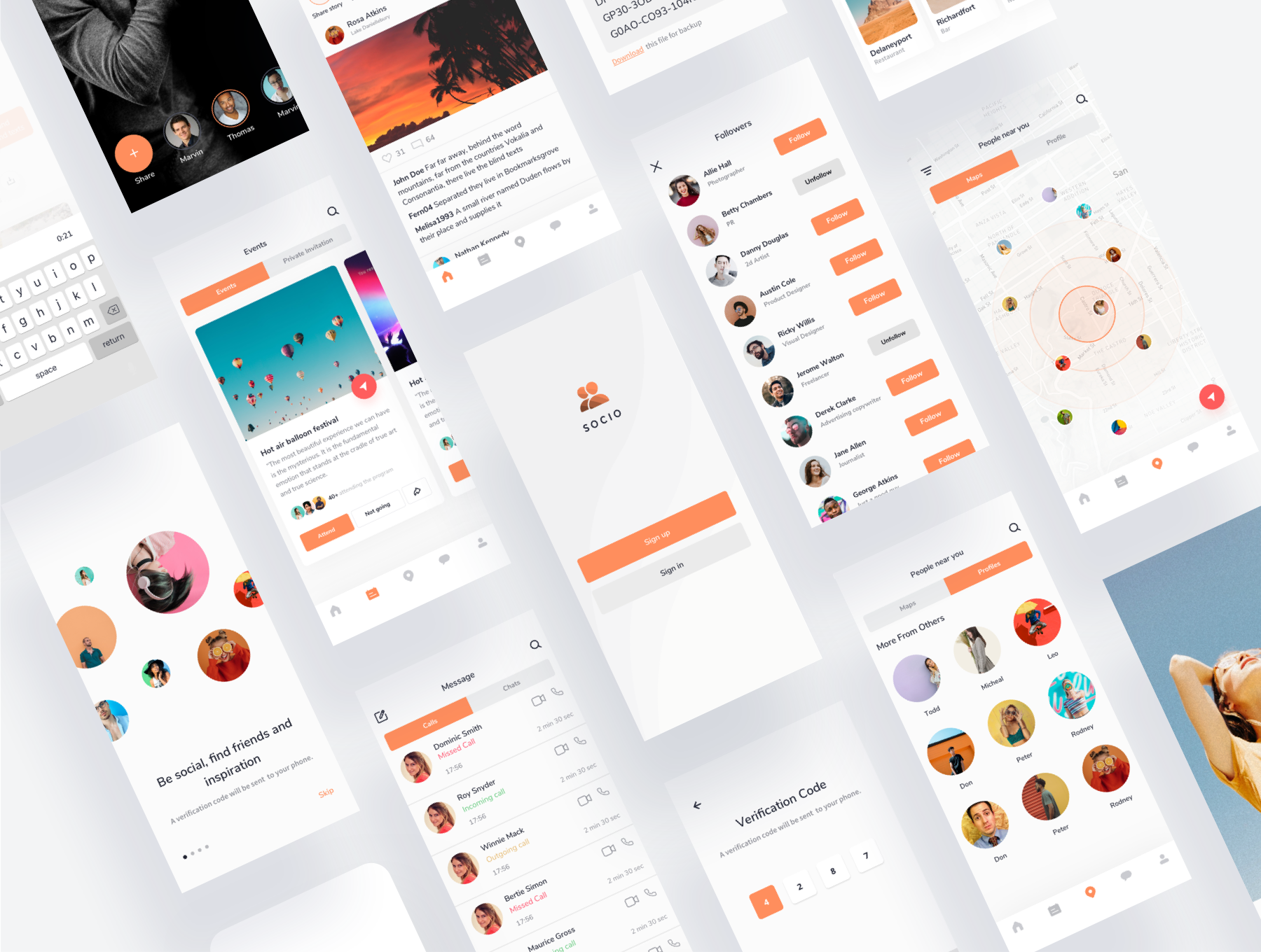 素材库下午茶：精细完整的社交类iOS APP UI KIT套装下载 [XD,Sketch]插图(5)