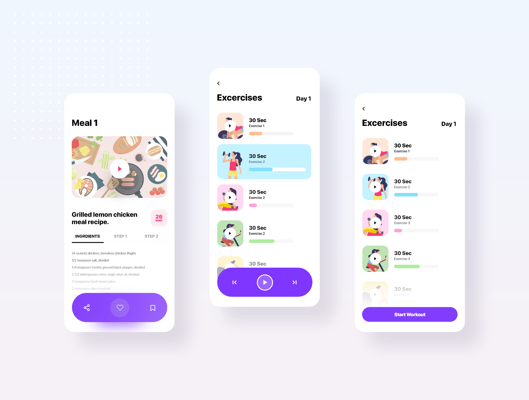 素材库下午茶：健身运动类APP应用UI设计套件[XD]插图(6)