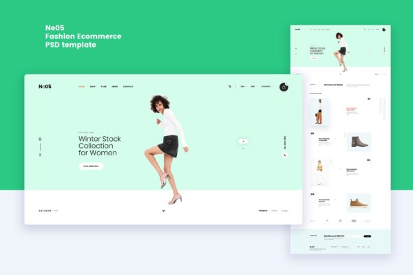 时尚女鞋电商网上商城PSD设计模板 Ne05 – Fashion Ecommerce PSD template