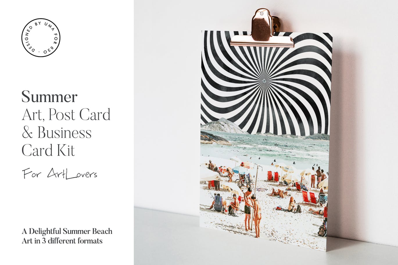 夏日海滩水彩艺术办公文具设计套装 Summer Beach Art & Stationary Kit插图