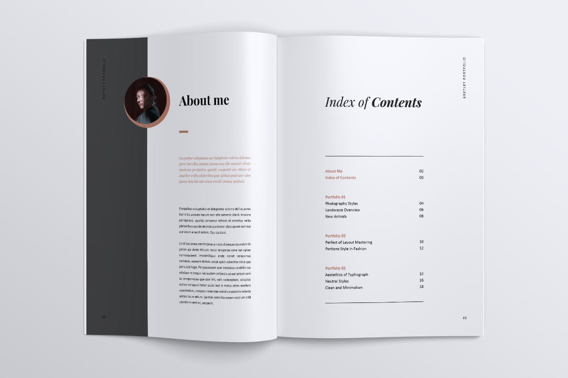 创意摄影作品集/照片画册设计模板 BRETLEY Creative Photography Portfolio Brochures插图(1)
