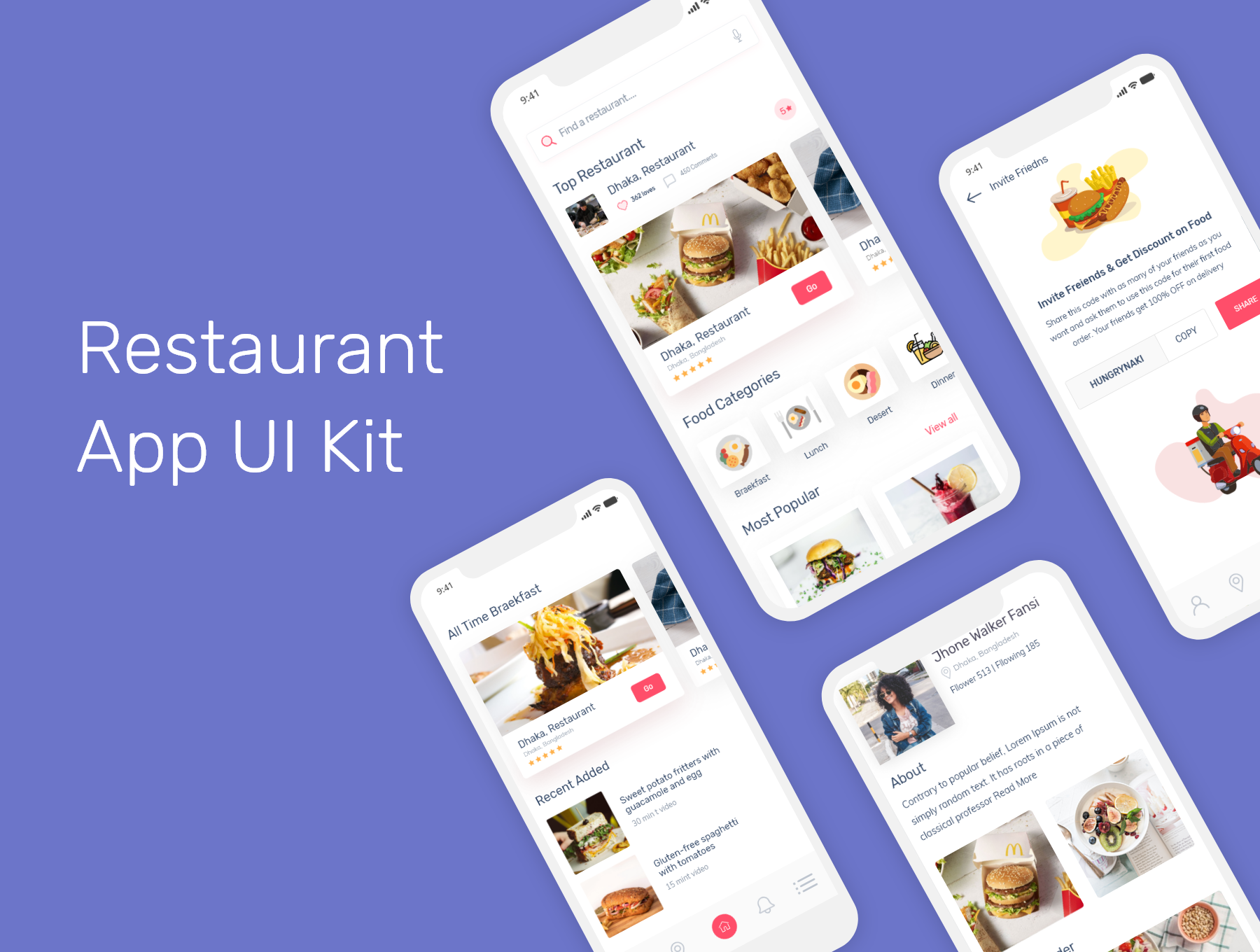 素材库下午茶：XD打造的餐厅美食订餐类APP UI  KIT下载插图(2)