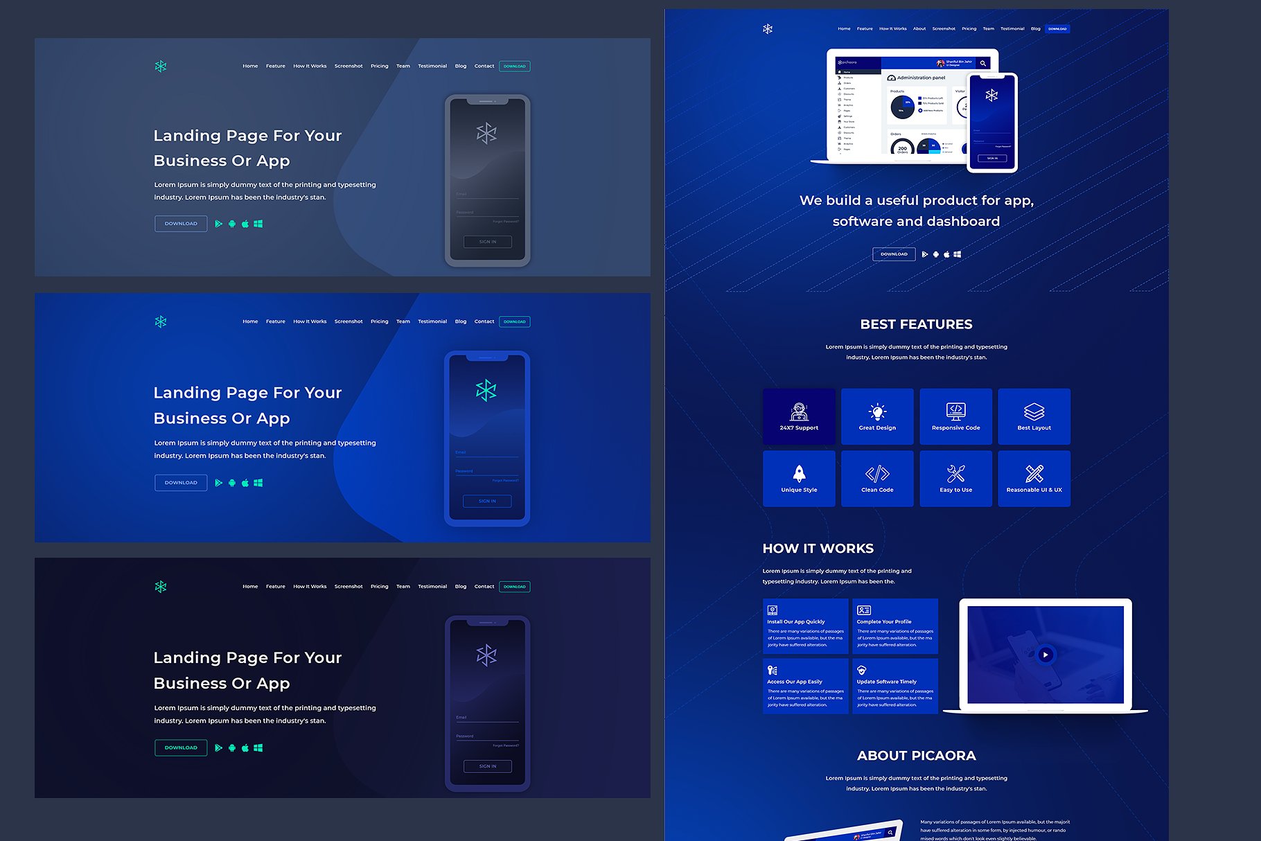 高逼格的应用程序着陆页PSD插图(3)