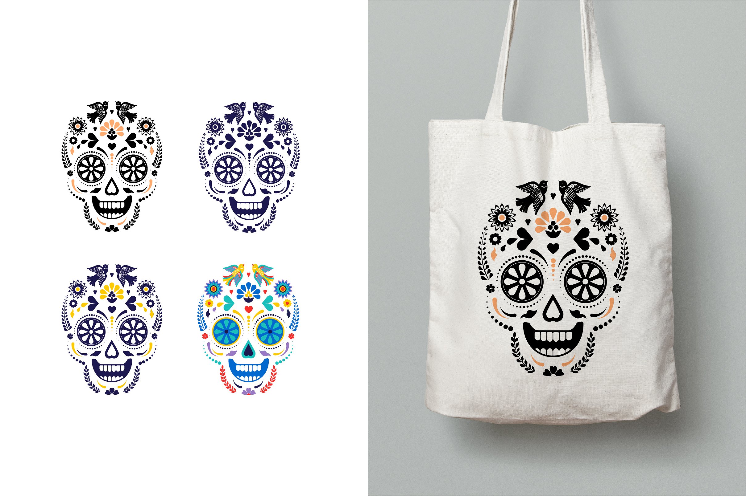 墨西哥亡灵节马克笔手绘插画 Day of the Dead – Mexican collection插图(2)