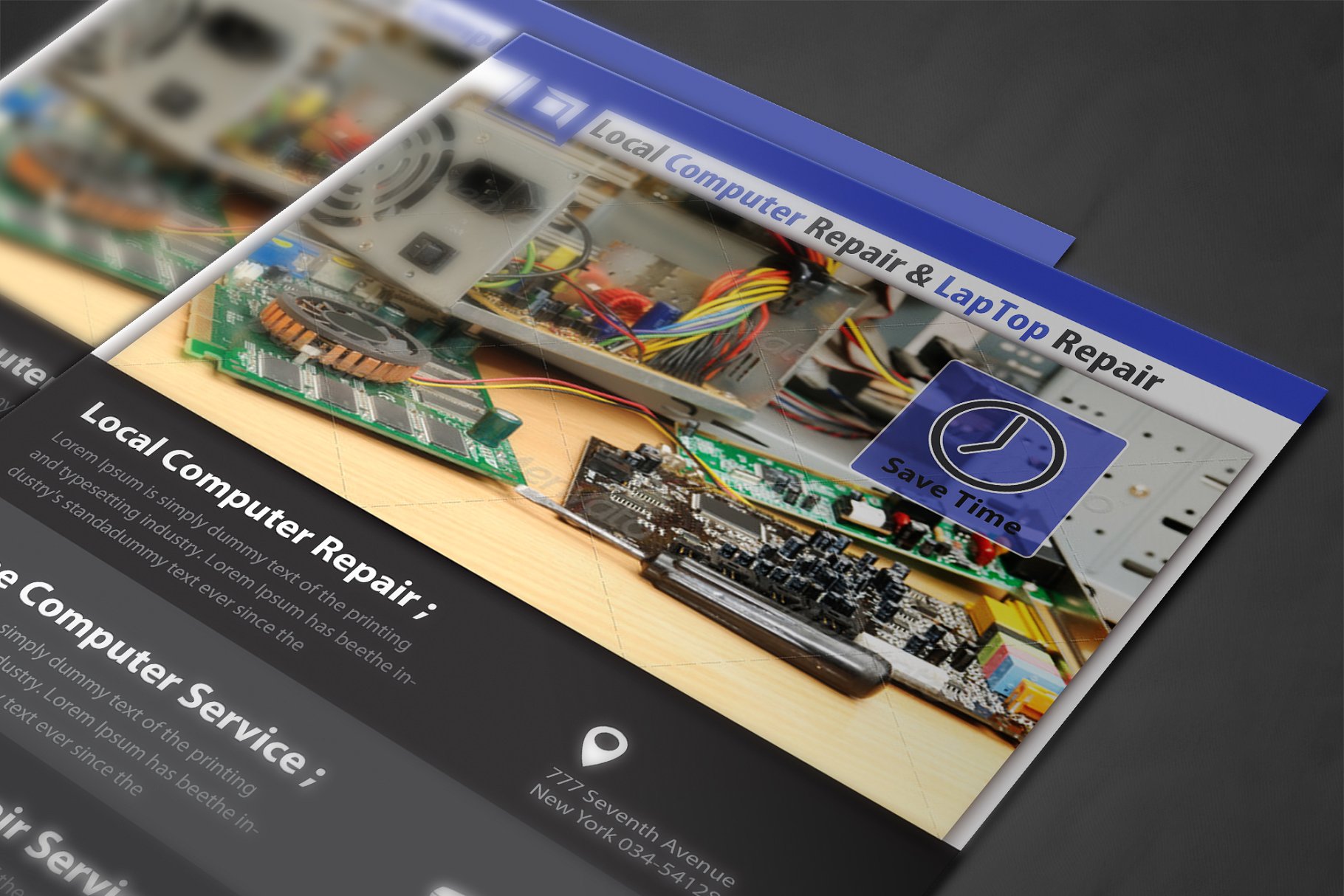 经典电脑维修传单模板 Computer Repair Flyer Template插图(3)