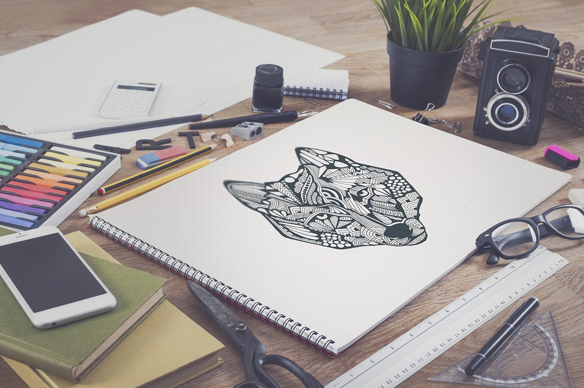 写生素描绘画作品展示样机 Sketchbook mock up set插图(6)