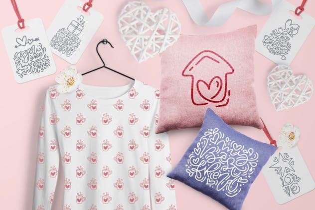 可爱风格情人节设计元素图案素材 Cute Valentines Elements插图(3)