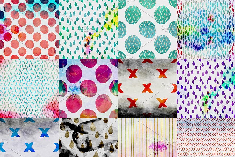 波希米亚风格水彩简约图案纹理 Boho Watercolor Patterns插图(2)