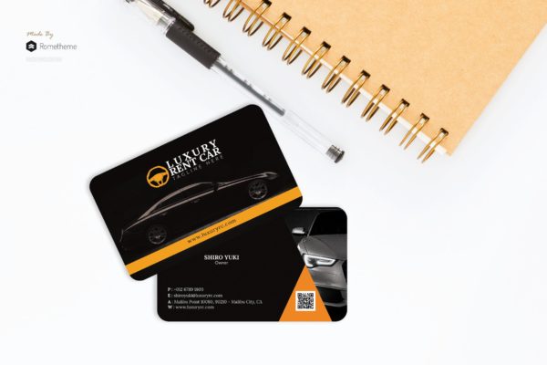 豪华小车租赁&amp;销售公司素材库精选名片模板 Luxury Rent Car – Business Card RB