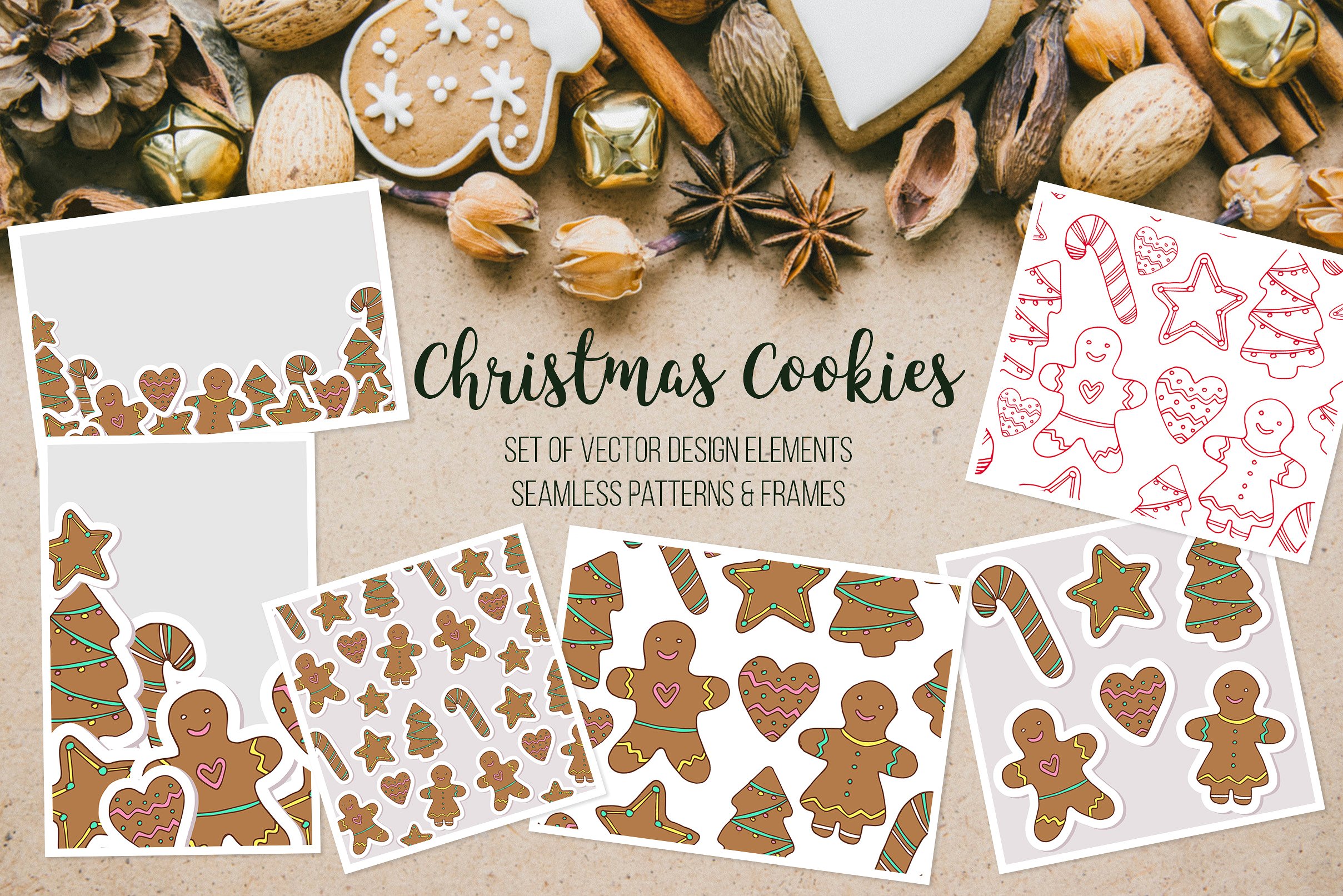 可爱的圣诞节手绘饼干矢量素材下载[ai,eps]插图