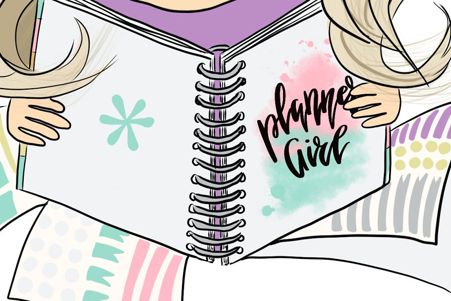 可爱金色头发女童剪贴画 Cute Girls New season Blonde Hair插图(2)