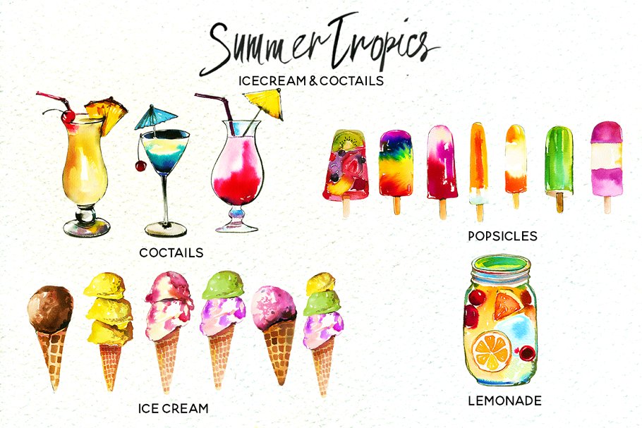 热带水彩花卉超级素材包[1.92GB] Tropic Watercolor Flowers & Animals插图(5)