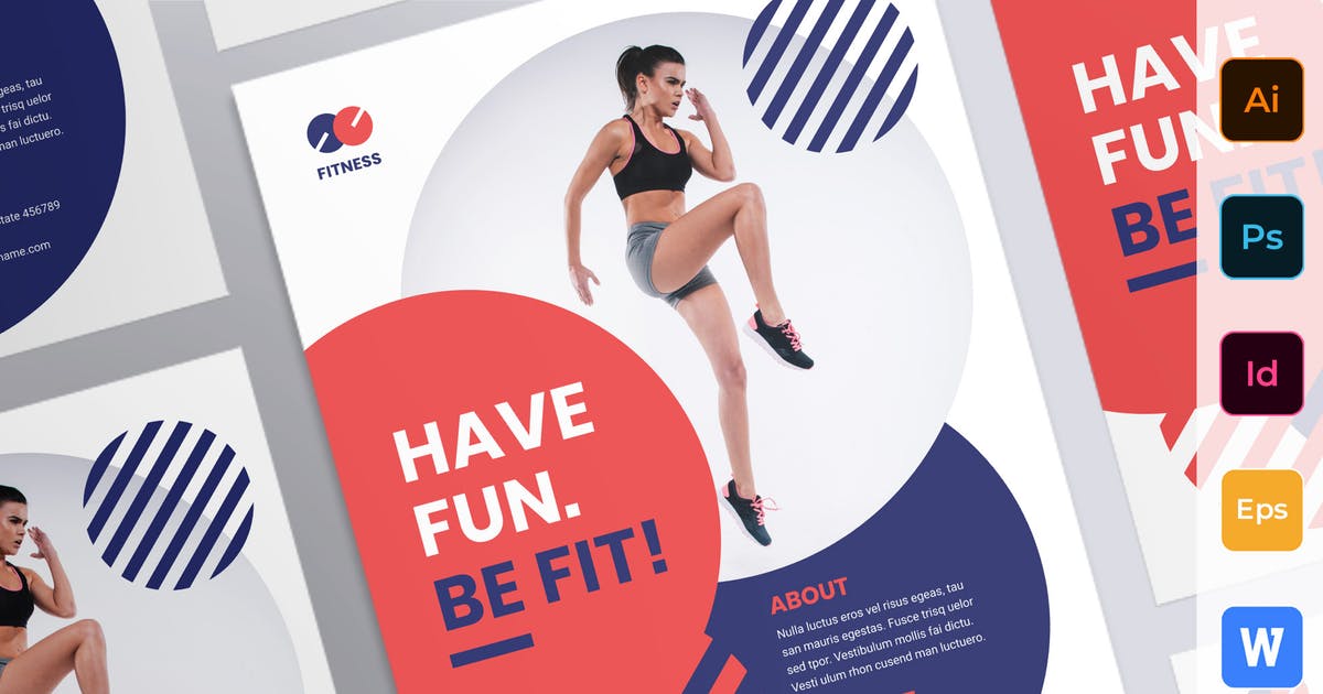 健身俱乐部广告海报设计模板插图