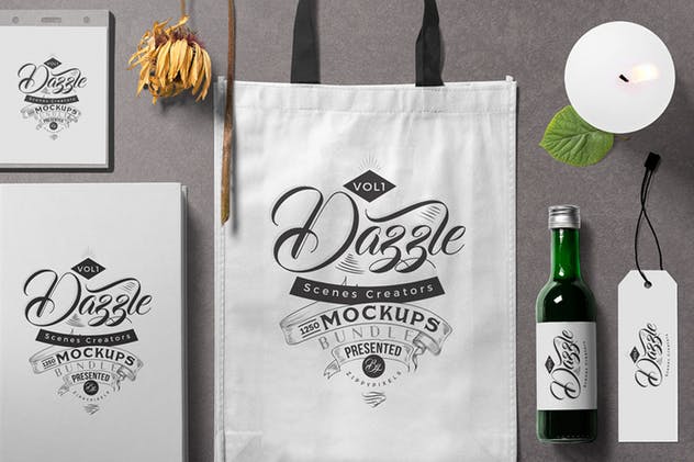 泼溅水彩风格品牌VI展示场景样机 Tote Bag Mockup Scenes插图(1)