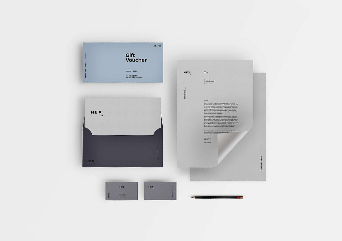 品牌VI设计体系办公用品设计套装 Hex Branding & Identity Print Template插图(1)