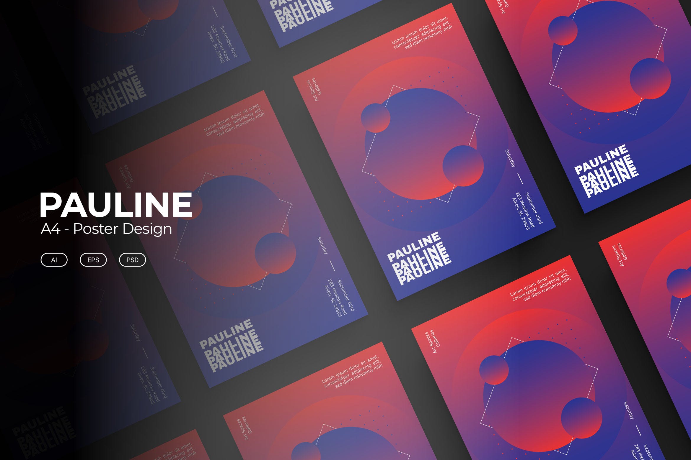 抽象几何图形现代海报设计模板 PAULINE Poster Design插图