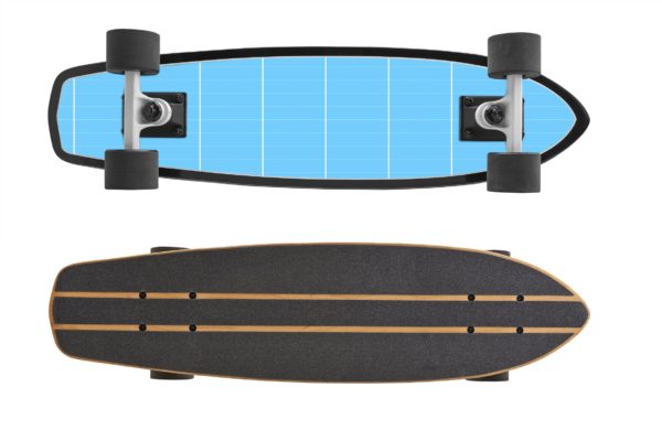 滑板外观设计俯视图&amp;底部图样机模板 Skate_Board_Mockup