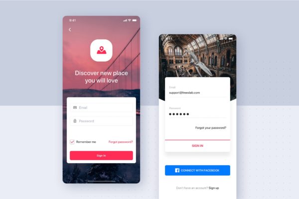 APP登录表单UI用户界面设计素材库精选模板v1 Login Forms UI Mobile Template