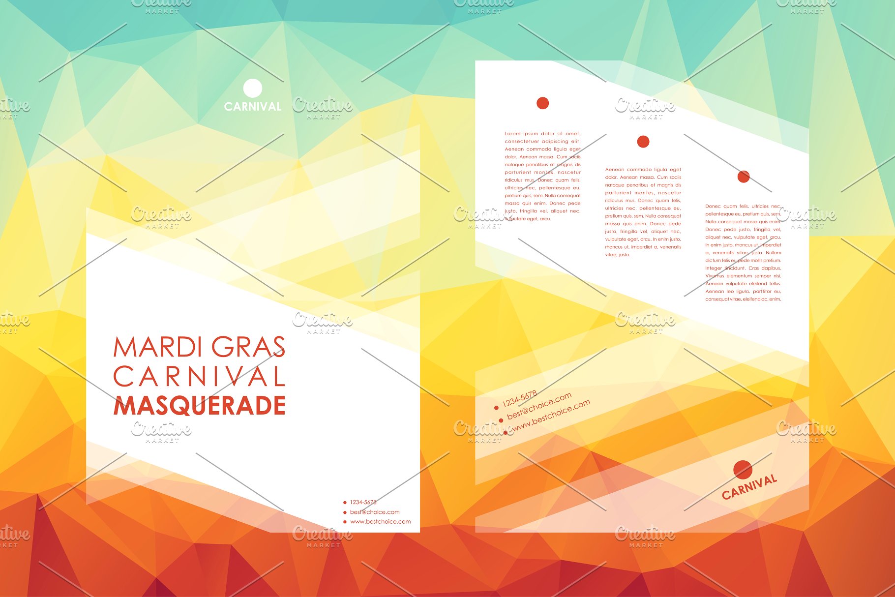 美国狂欢节主题小册子模板 Mardi Gras Brochures插图(4)