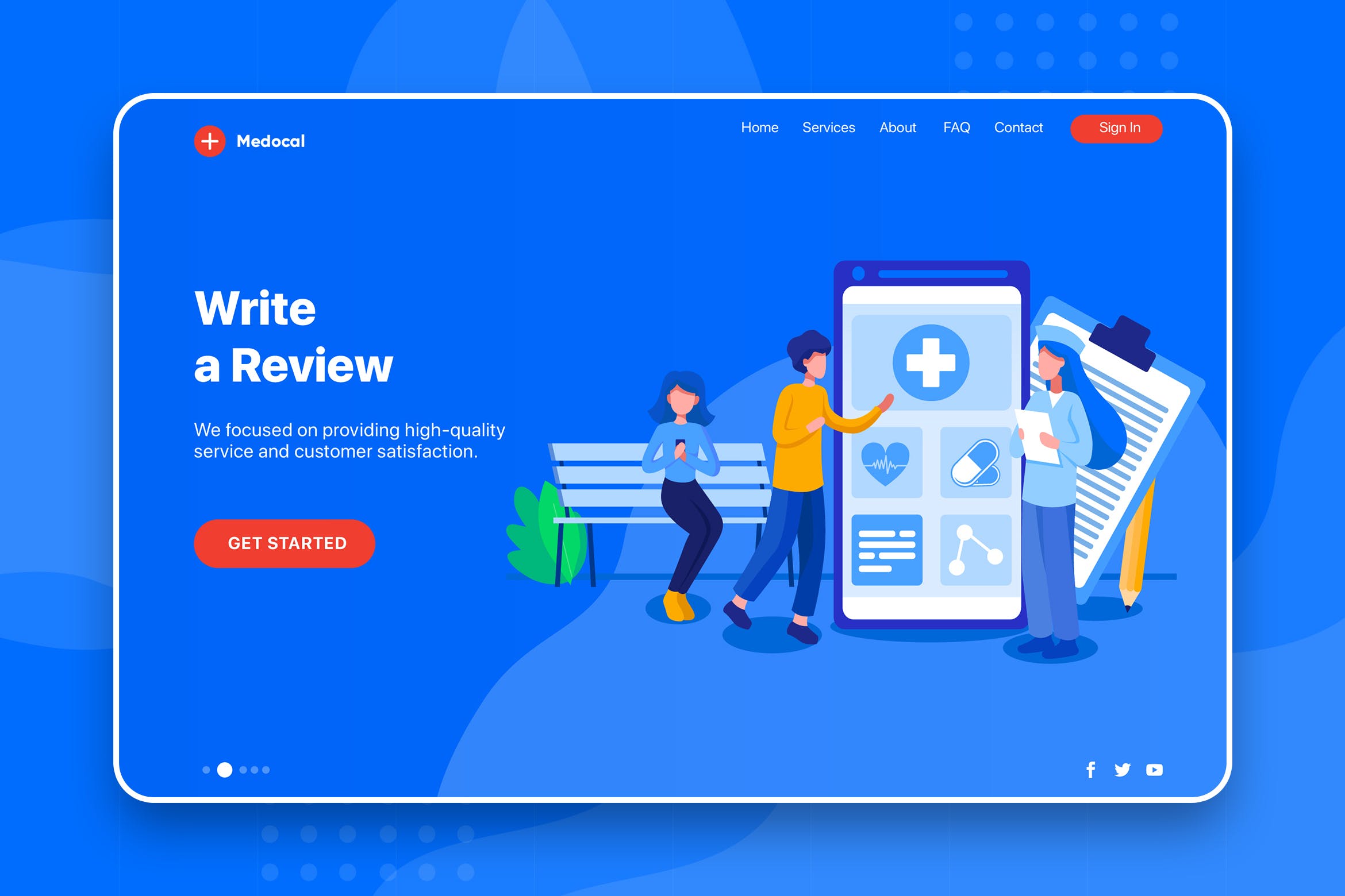 网站Banner&着陆页设计在线点评主题素材库精选概念插画素材 Write a Review – Banner & Landing Page插图