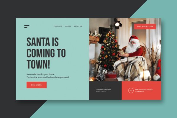圣诞节&amp;圣诞礼物主题网站着陆页设计模板 Gifts &amp; Christmas – Landing Page