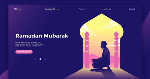 宗教信仰概念插画网站Banner＆着陆页模板 Ramadan Mubarak – Banner &amp; Landing Page