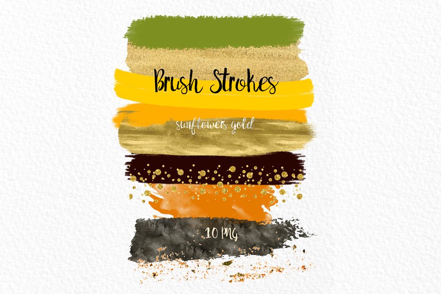 金色粉色向日葵水彩画剪贴画 Sunflowers gold & pink Watercolor插图(3)