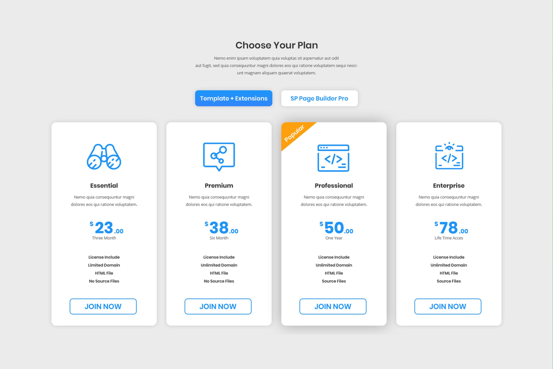多类型软件授权价格表单UI设计模板 Pricing Table插图