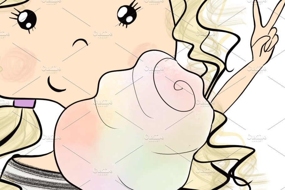 4组夏日少女剪贴画 Collection of 4 Sets Girls Summer插图(2)