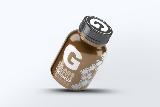 美容药品玻璃罐子瓶子样机 Pill Cosmetics Glass Bottle Mock-Up插图(2)