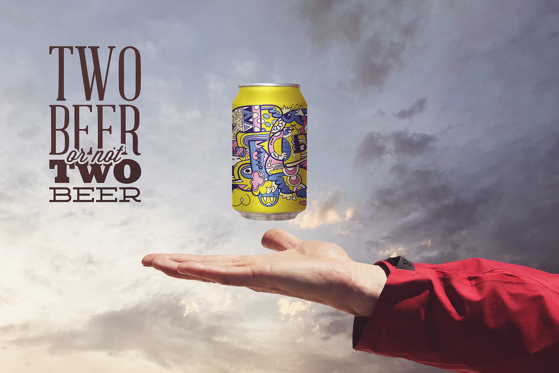 易拉罐装啤酒瓶碳酸饮料瓶外观设计素材库精选 Heavenly Beer Can Mockup插图(1)