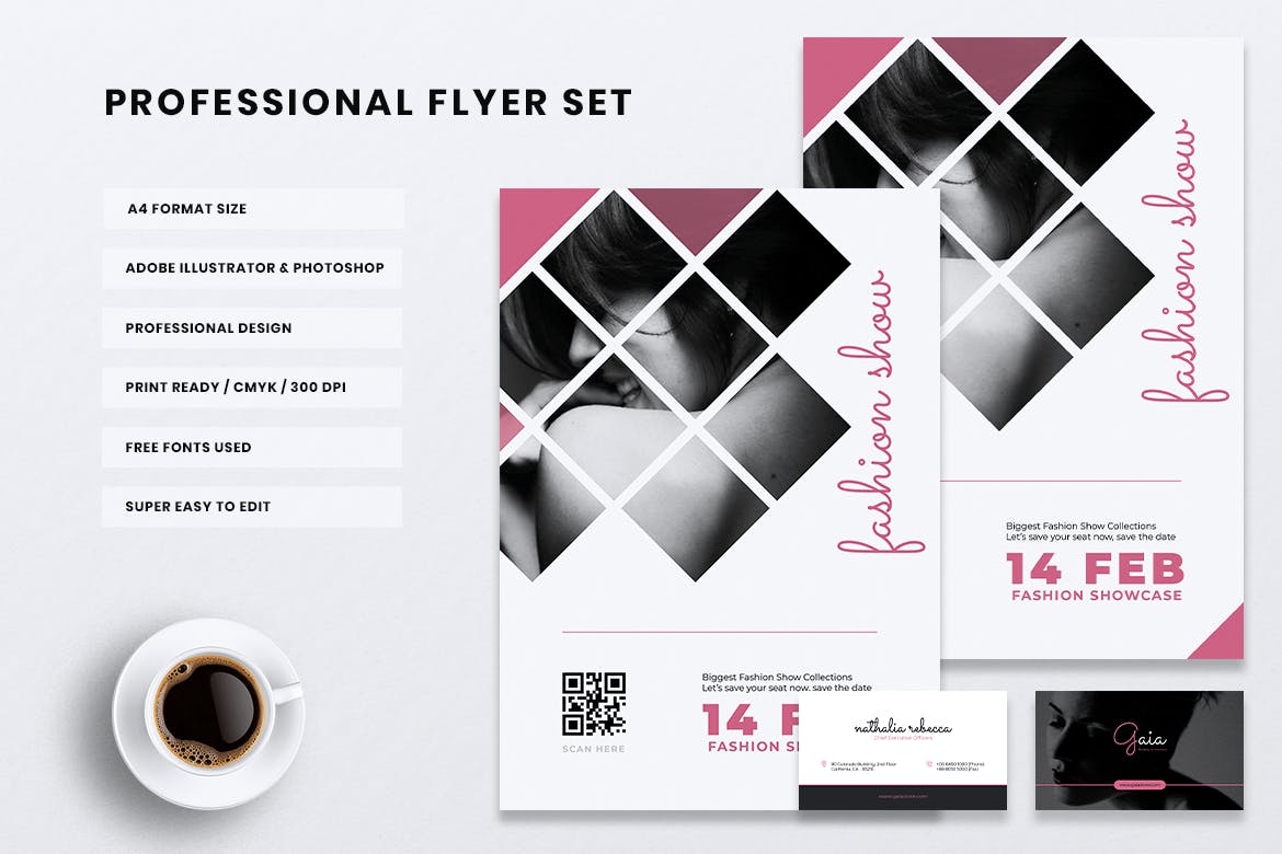 时装秀/活动传单&名片设计模板 GAIA Fashion Show / Event Flyer & Business Card插图(3)