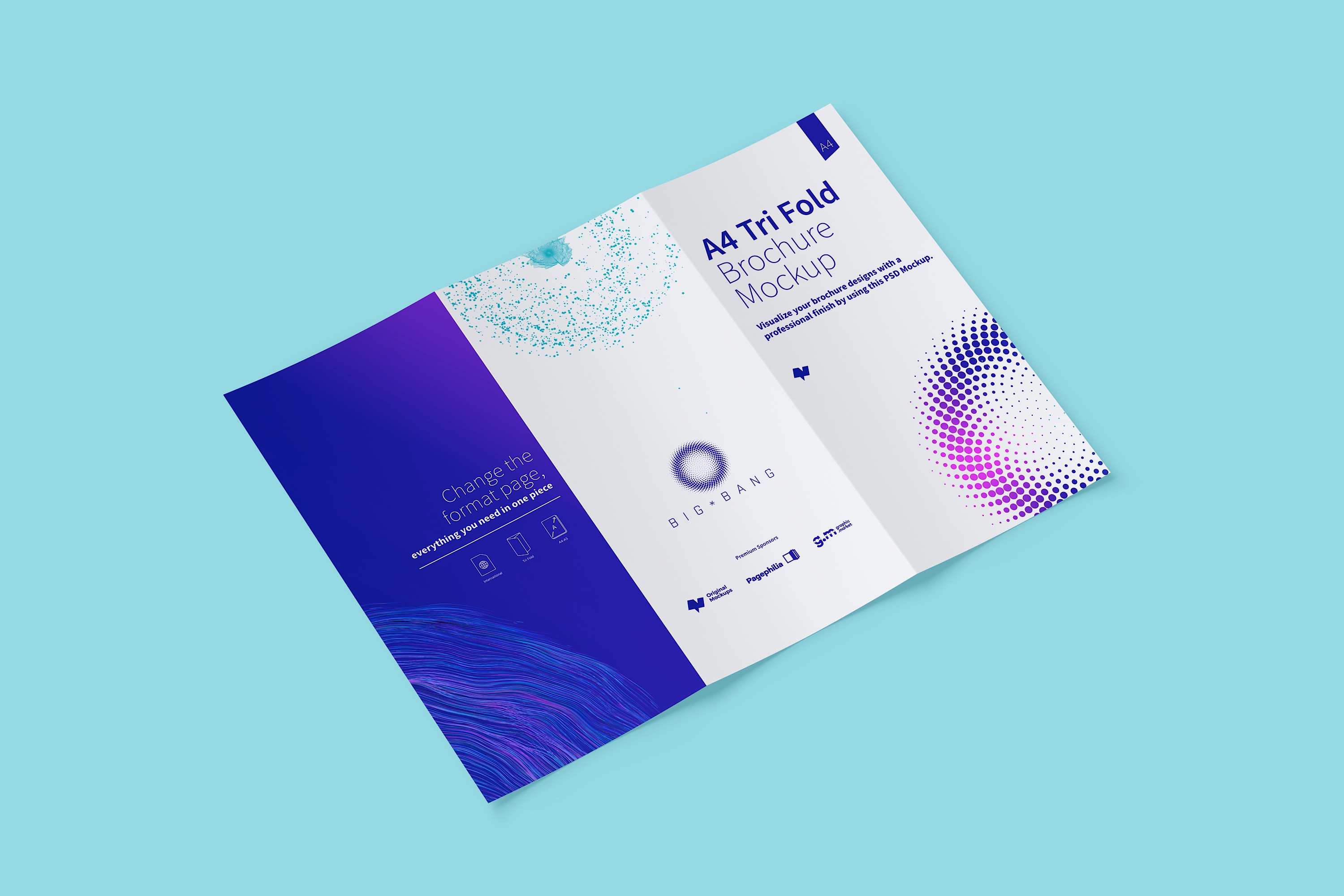 A4三折页折叠传单＆小册子设计效果预览样机02 A4 Trifold Brochure Mockup 02插图(4)