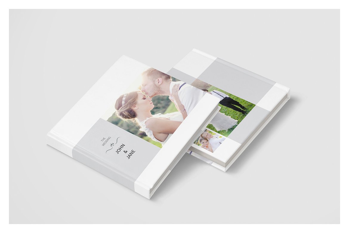 唯美极简的正方形婚纱照相册模板下载 Minimalist Square Wedding Album [indd,psd]插图(2)