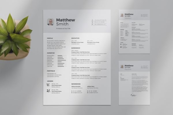 低调简约风格个人介绍信&amp;素材库精选简历模板 Minimalist Resume Layout