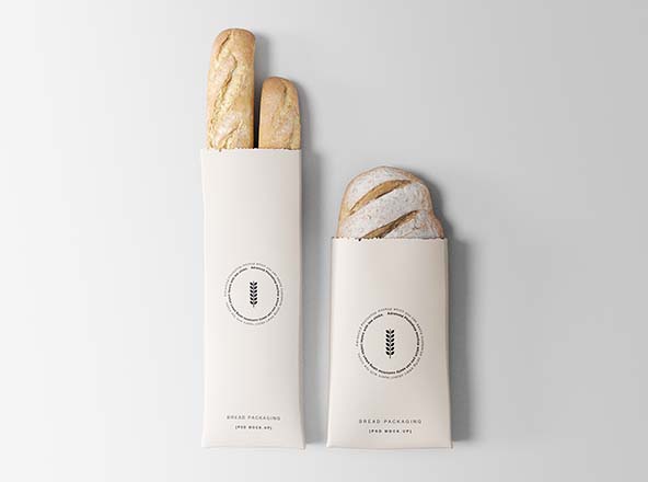 面包外带纸袋印刷设计图素材库精选 Bread Packaging Mockup