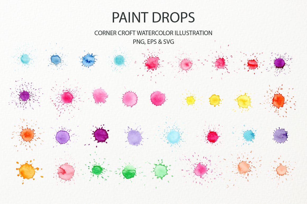 水彩手绘水滴纹理背景素材合集 Watercolor Paint Drop Collection插图(3)