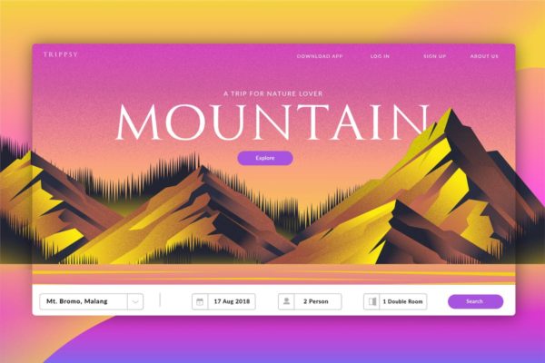 登山野营主题网站Banner&amp;着陆页模板 Mountain Travel – Banner &amp; Landing Page