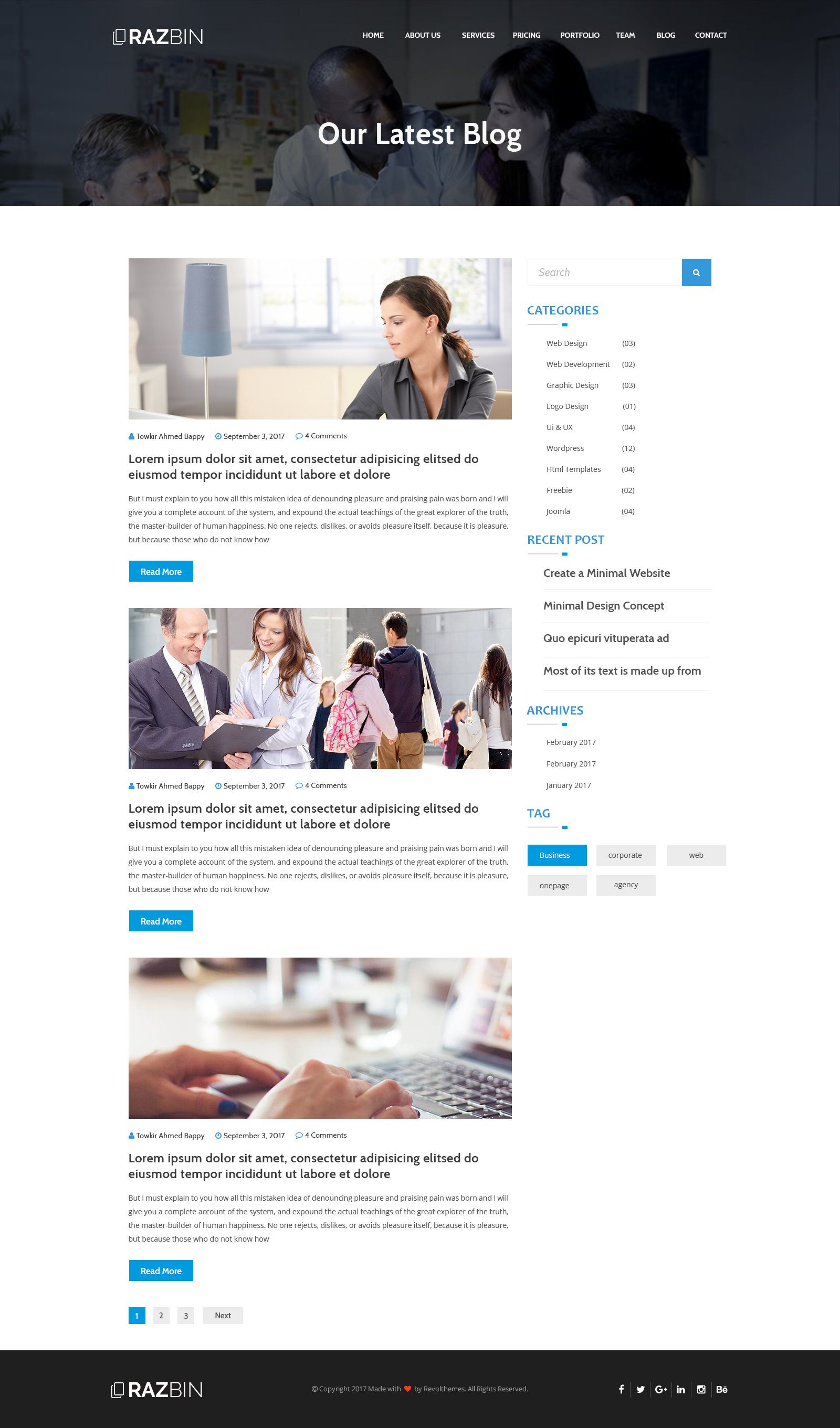 蓝色系实用网站PSD模板 Razbin – Digital Agency Web Template插图(2)