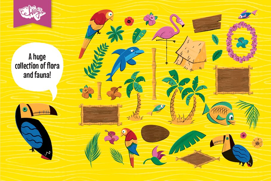 热带主题Logo和徽章创意设计套件 Tiki Logos and Badge Maker Kit插图(2)