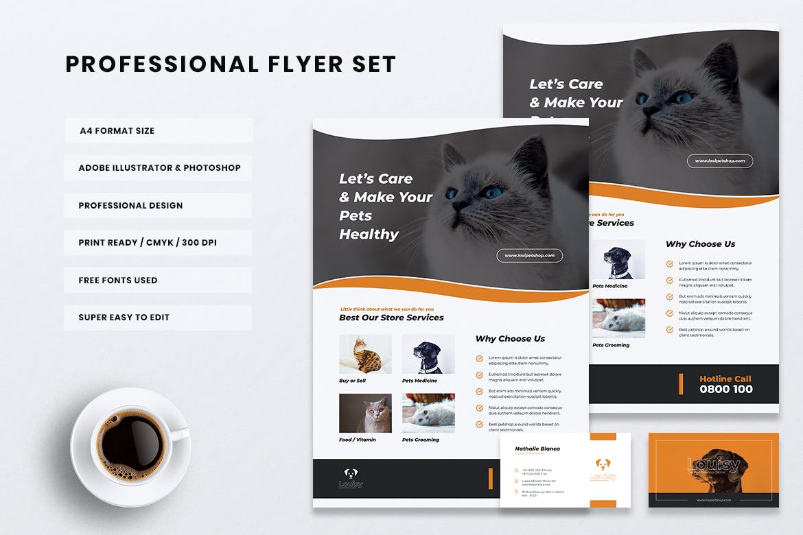 宠物店业务传单&素材库精选名片模板 LOSI Pet Shop Business Flyer & Business Card插图(3)