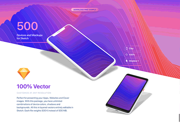 素材库下午茶：超级漂亮的苹果安装UI设计展示模型Mockups下载[iPhone X，Android,iPad，Sketch,1.32GB]