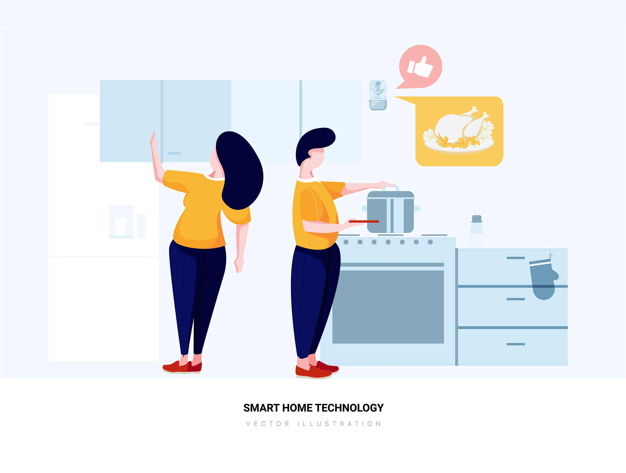 素材库下午茶：智能家居技术场景矢量网站设计插画素材插图(10)