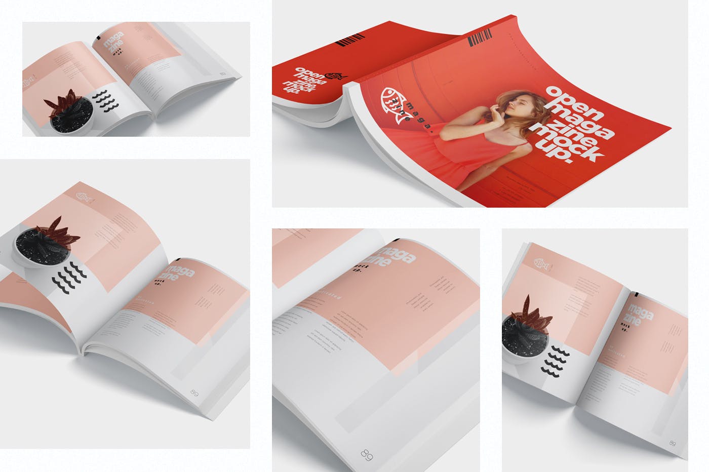 杂志内页排版设计印刷效果图样机 Open Magazine Mockups插图(1)