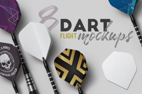 飞镖图案设计样机展示模板 Dart Flight Mockups