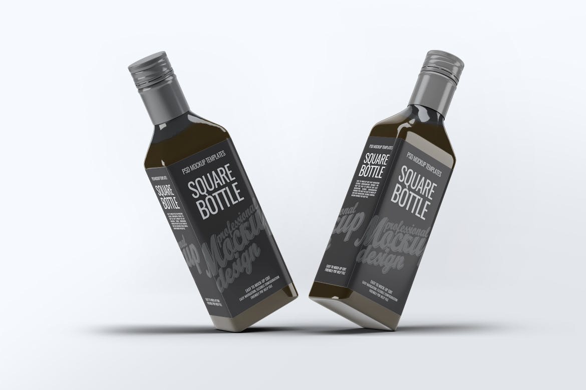 方形玻璃瓶设计样机模板 Square Glass Bottle Mock-Up插图(6)