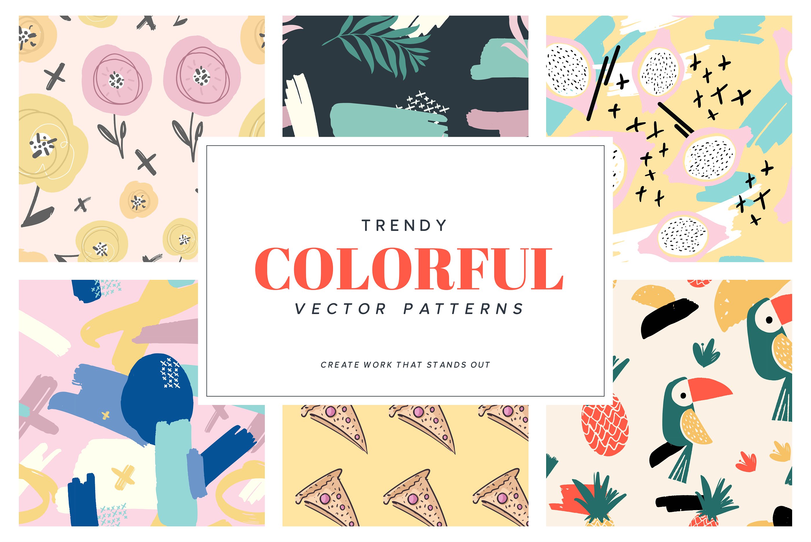 时尚、多彩的手绘特色背景纹理图形素材插图(2)