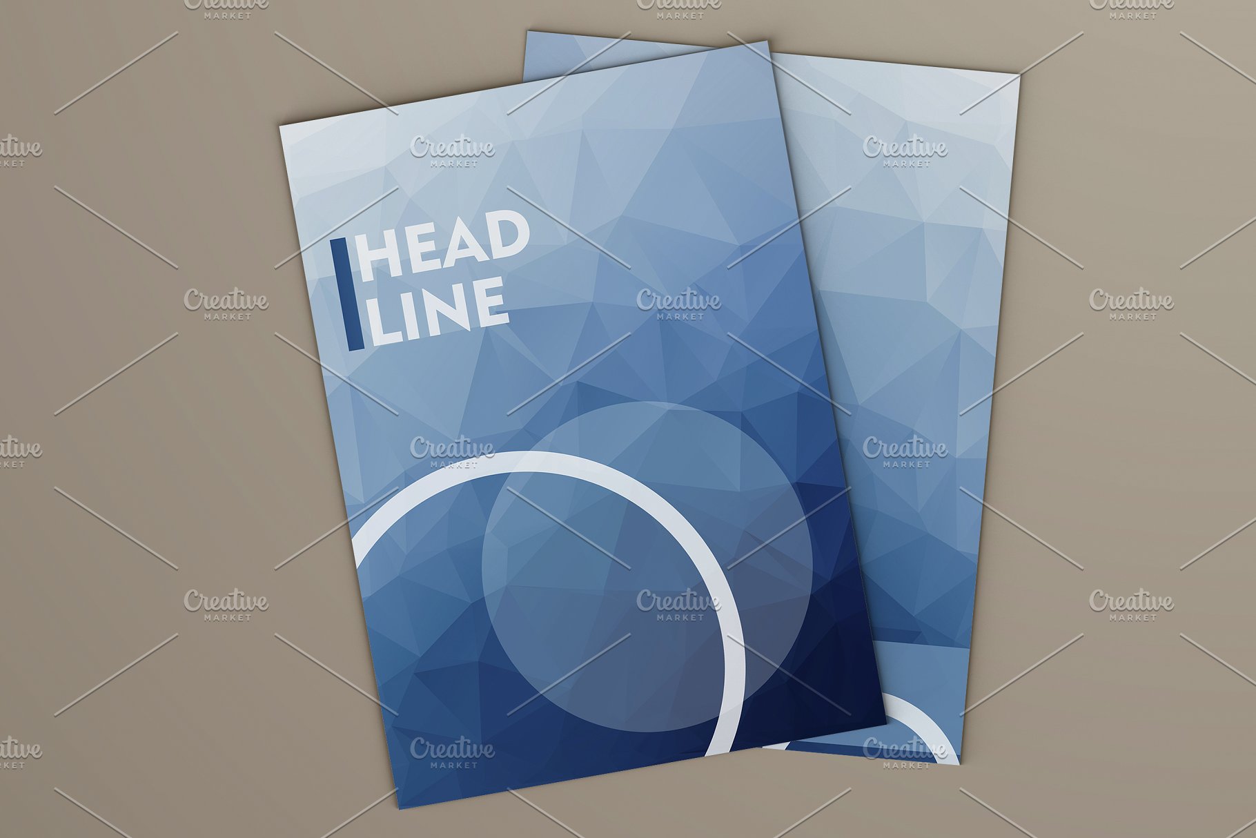 多色抽象多边形风格的精美小册子模板 Brilliant brochures in poli style插图