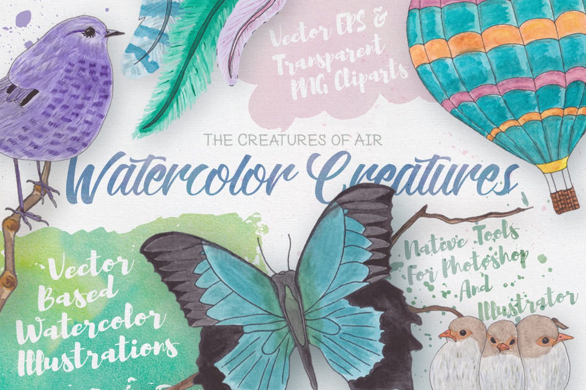 生物系列水彩手绘插图合集Vol.2 Watercolor Creatures vol. 2插图